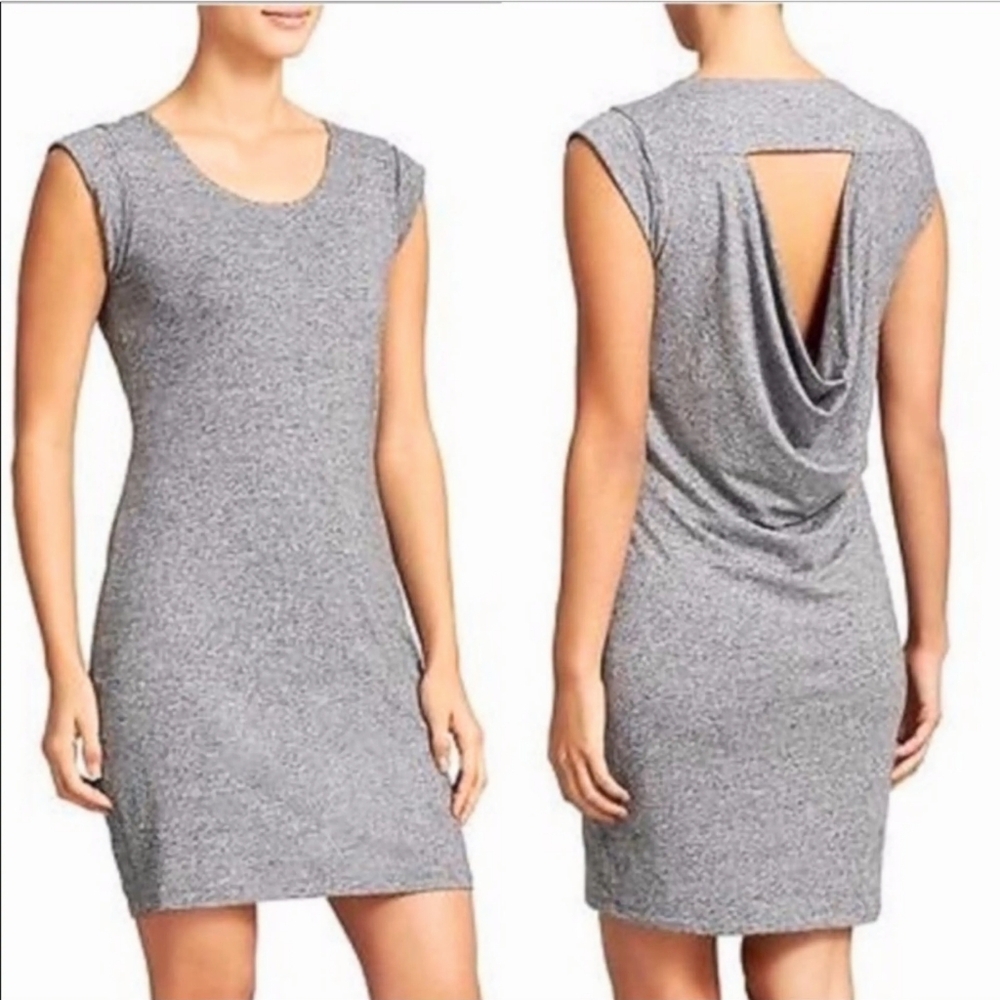 Athleta Charisma grey knit cut out drapped dress size M